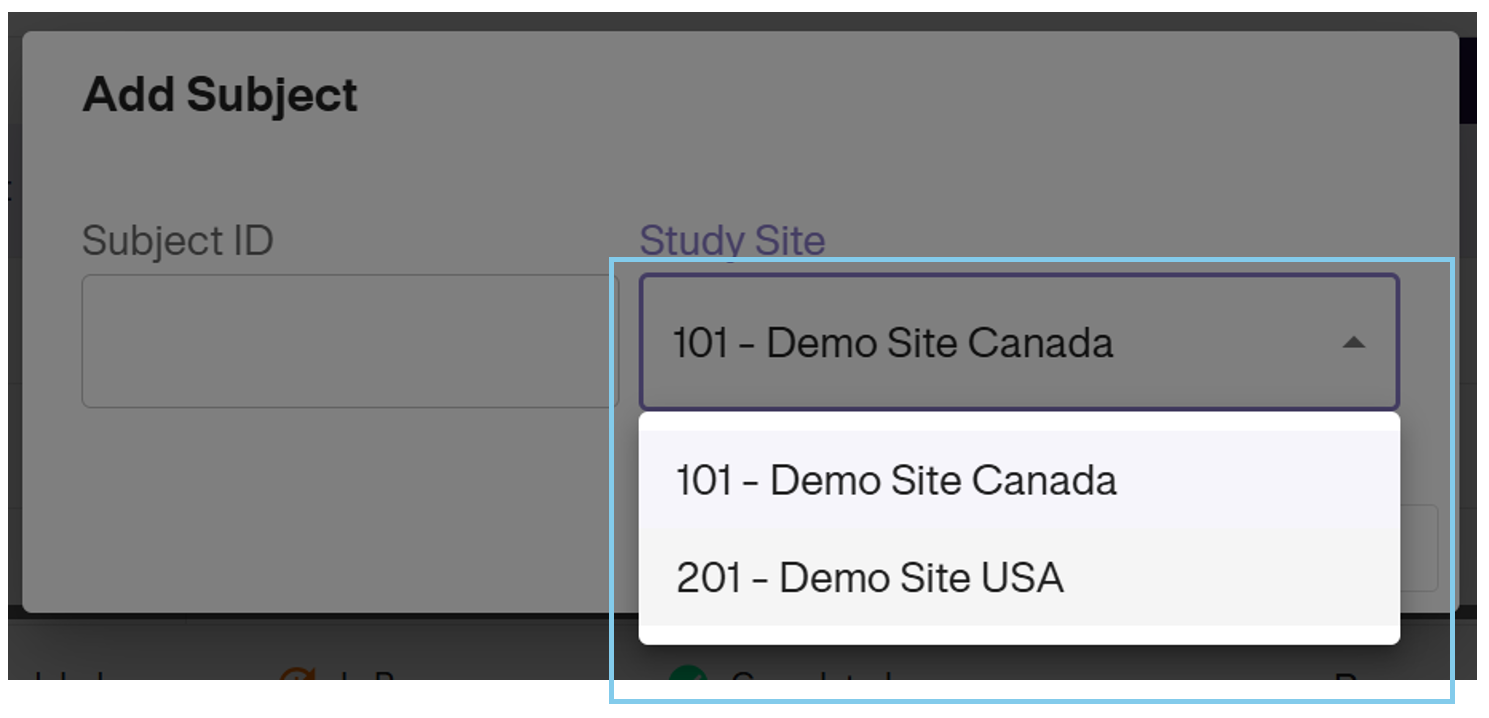 Select Site Dropdown